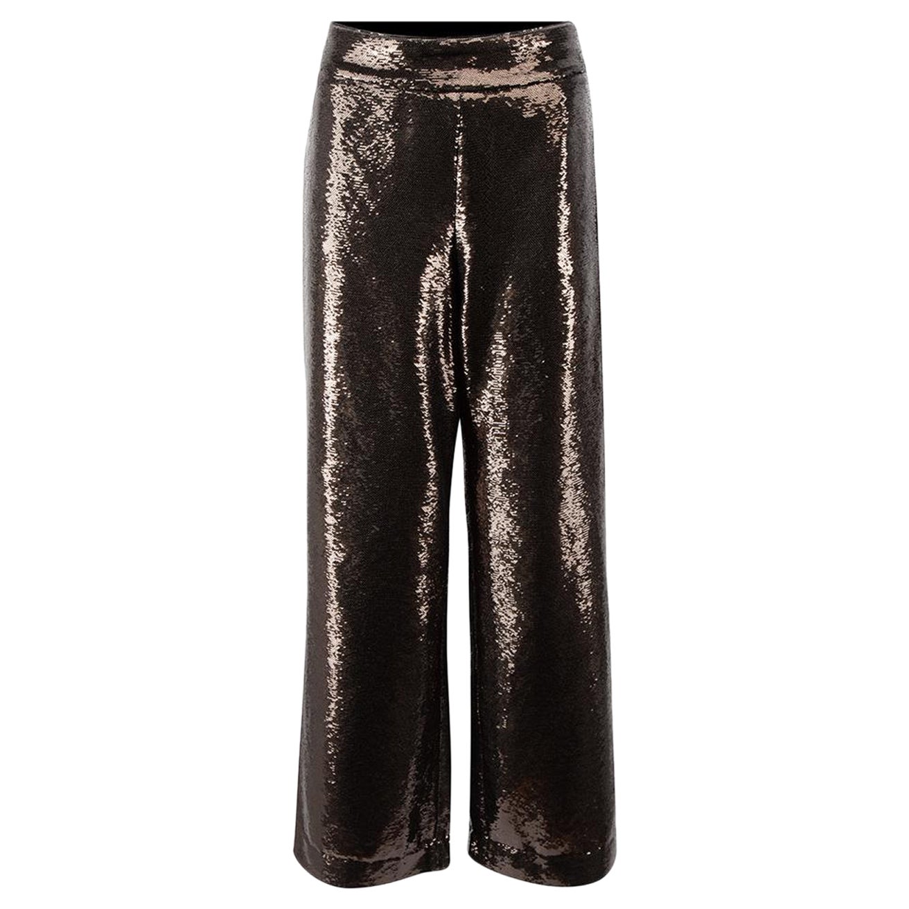 Golden Goose Brown Sequinned Wide Leg Trousers Size L For Sale