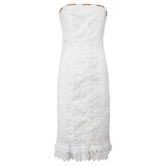 Karen Millen White Strapless Back Lace-Up Dress Size M
