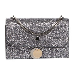 Jimmy Choo Silver Glitter Finley Mini Crossbody