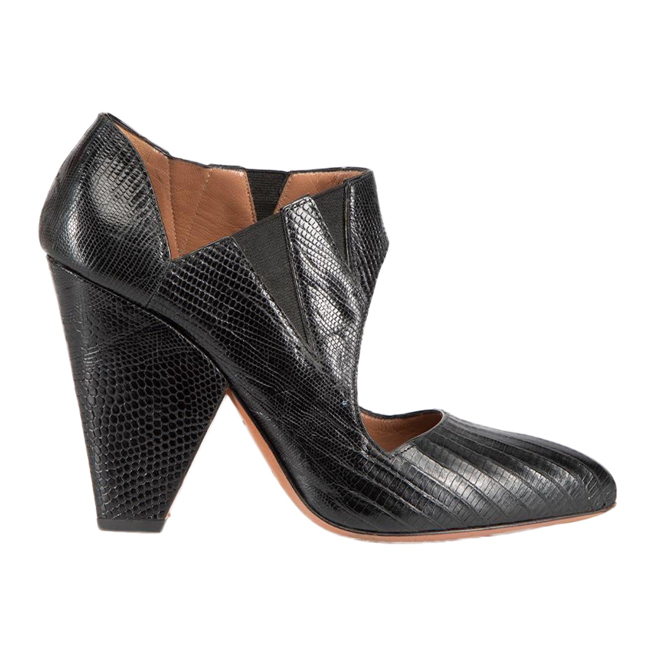 Alaïa Black Leather Lizard Embossed Heels Size IT 36 For Sale