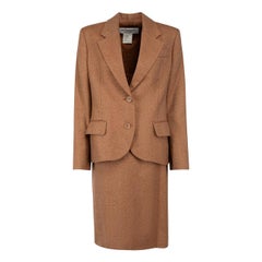 Saint Laurent Brown Wool Skirt Suit Size M