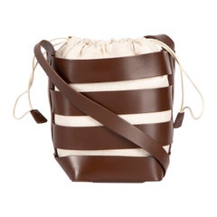 Paco Rabanne Brown Strap Monogram Print Bucket Bag