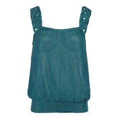 Emanuel Ungaro Teal Metallic Knit Tank Top Size L