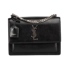 Saint Laurent Black Leather Sunset Convertible Bag