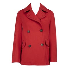 Brunello Cucinelli Red Bead Double Breasted Peacoat Size M