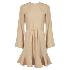 Chloé Nude Ruched Ruffle Accent Dress Taille S