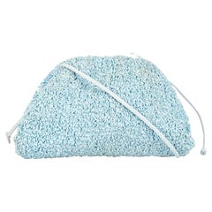 Bottega Veneta Pale Blue Raffia Boucl Curly The Mini Pouch Bag