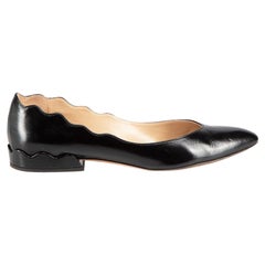 Chloé Black Leather Wavy Pointed Flats Size IT 38.5