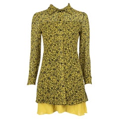 Dior Yellow Floral Print Mini Shirt Dress Size S