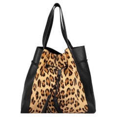 Used Mulberry Black Leather Leopard Millie Tote Bag