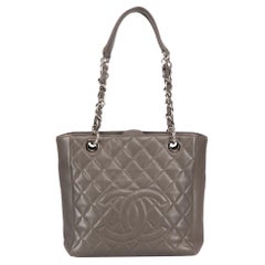 Chanel Grey Caviar Leather Petite Shopping Tote