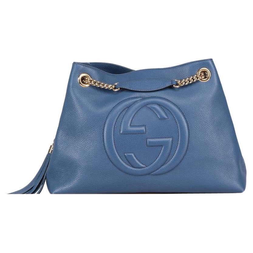 Gucci Blue Leather Medium Soho Tote Bag