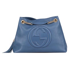 Gucci Blue Leather Medium Soho Tote Bag