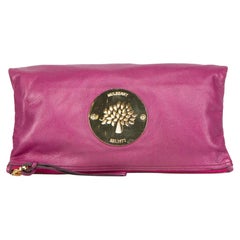 Used Mulberry Purple Leather Daria Clutch Bag