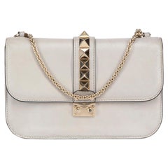 Valentino Grey Leather Medium Glam Lock Flap Bag