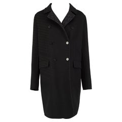 Dior Black Wool Double Breast Oblique Lined Coat Size XXXL
