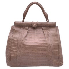 Nancy Gonzales Taupe Leather Satchel Handbag Top Handle Bag