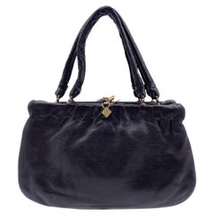 Fendi Retro Rare Dark Brown Nappa Leather Handbag Satchel