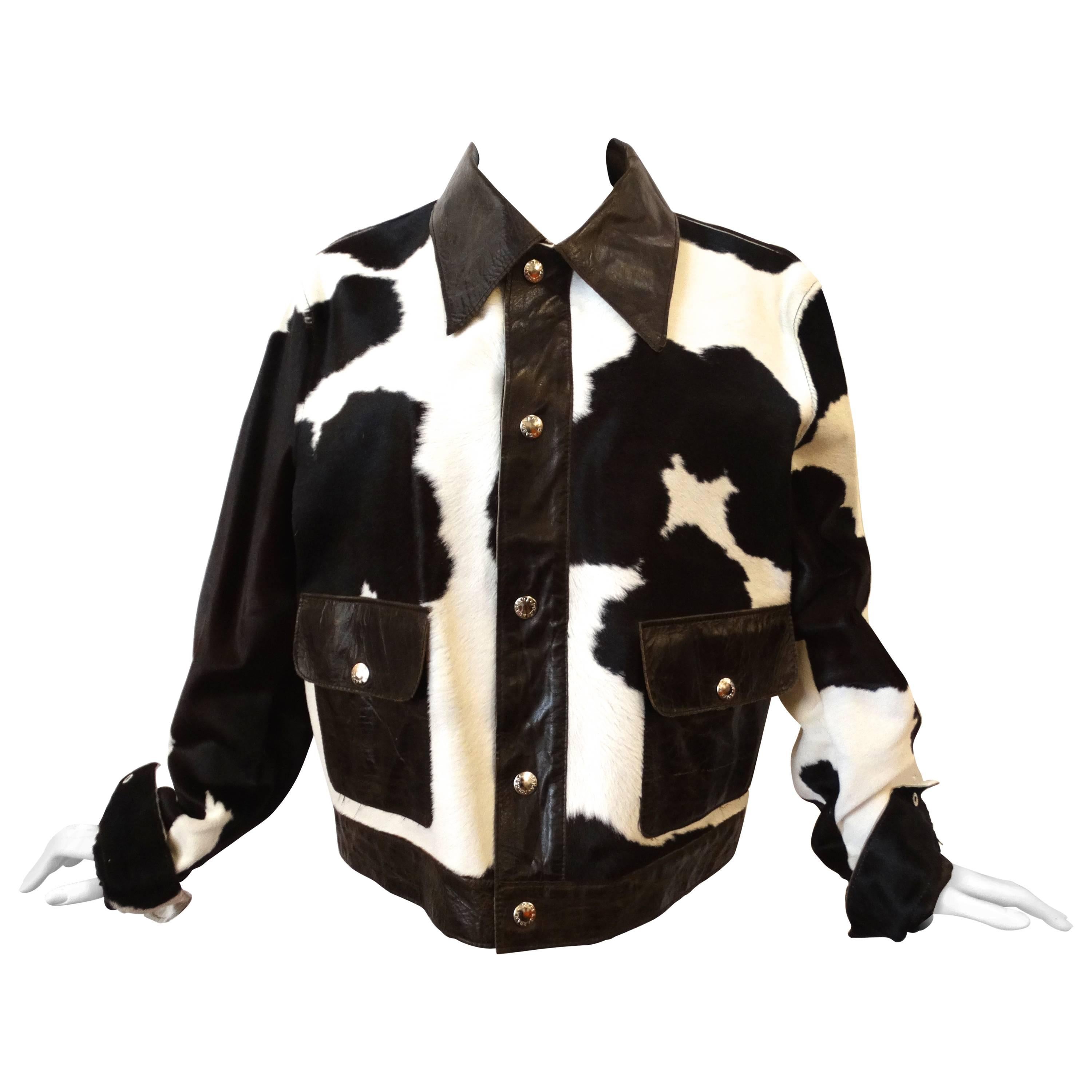Rare 1990s Dolce & Gabbana Cowhide Leather Jacket 
