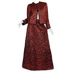 1980s Numbered Chanel Red Metallic and Chenille Cord Set 6