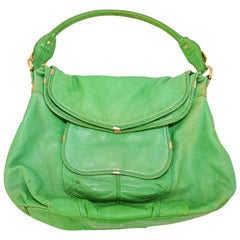 Vintage B. Makowsky Green Leather Shoulder Bag
