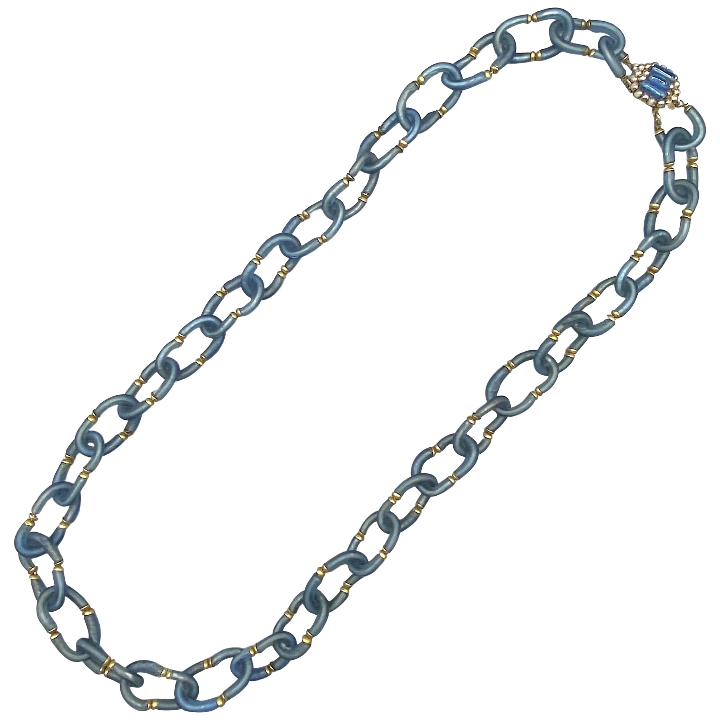 Archimede Seguso 1950/60s Grey/Blue Glass Necklace For Sale