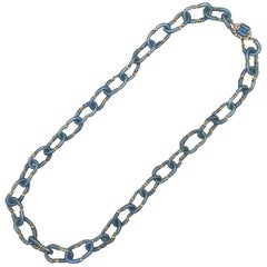Archimede Seguso, collier en verre gris/bleu des années 1950/60