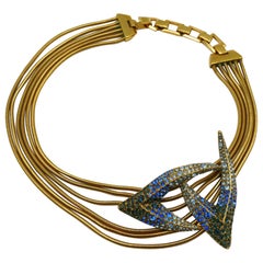 THIERRY MUGLER Vintage Juwelen-Kragen-Halskette mit Tafelaufsatz
