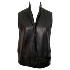 Prada Chocolate Brown Lambskin Leather Vest - Size 38