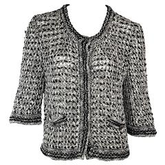 Black & White Chanel Open Knit Cardigan