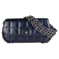 Vintage Chanel Chain Around Mini Dark Blue Clutch Mini Classic Flap