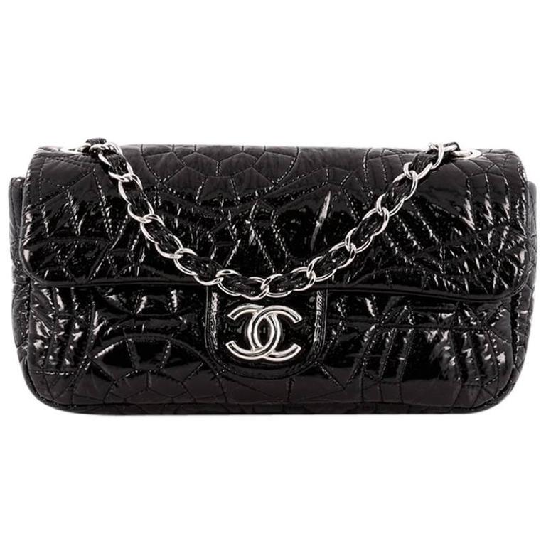 Chanel Mini Rectangular Flap Bag White and Black Lambskin Light Gold  Hardware