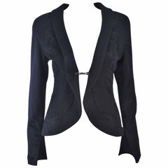 SHEPTIM ZERO Black Double Cashmere Runway Riding Coat with Lace Applique Size 2