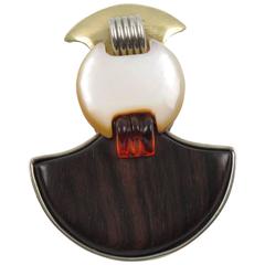 Fabrice Paris Signed Pin Brooch Art Deco Revival Modernist Design 3