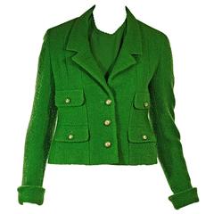 Green Chanel Jacket & Knit Top Set