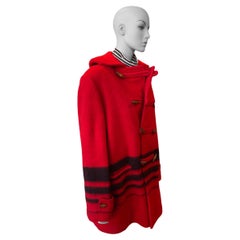 Used 1960s Red and Black Buck Skein Brand Thermalized Wool Coat 