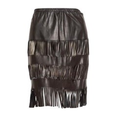 Vintage Tom Ford For Gucci 1999 Black Lambskin Fringed Skirt