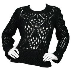 Moschino Jeans Black Open Knit Sweater Sz 44