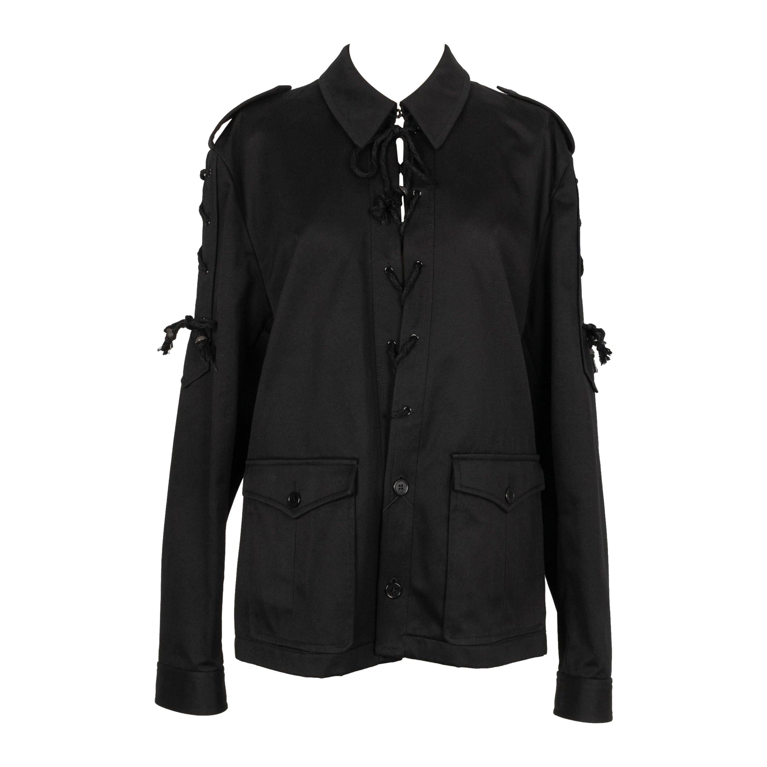Saint Laurent Black Cotton Mid-Length Jacket Spring 40FR, 2019