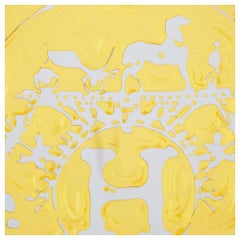 Hermès Grey & Yellow Peinture Fraiche Printed Silk Square Scarf
