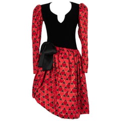 Vintage Givenchy Black Satin and Velvet Dress Haute Couture 34FR/36FR