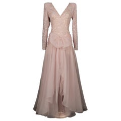 Vintage Jean-Louis Scherrer Powder Pink Organza Long Dress Haute Couture 36FR