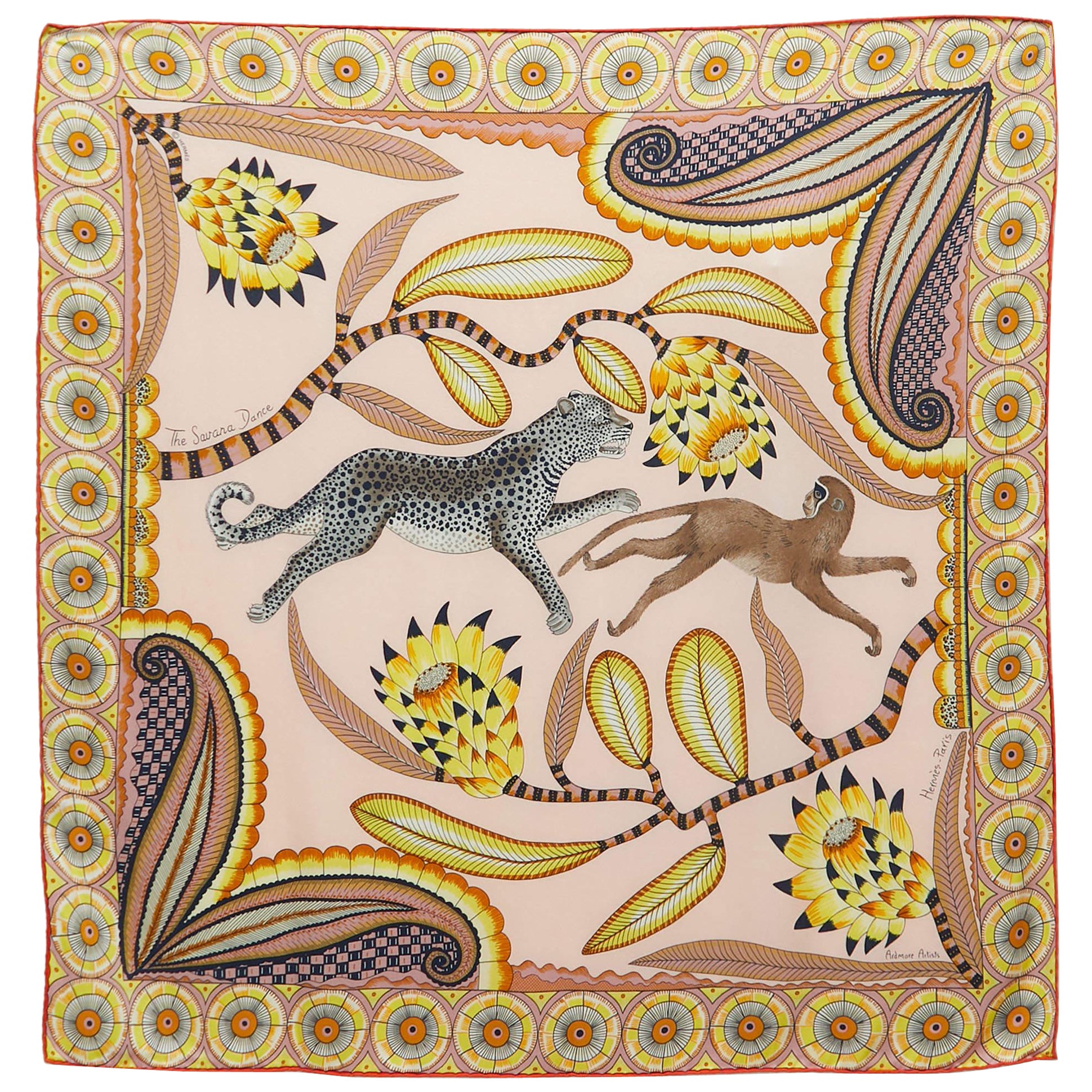 Hermès Multicolor The Savana Dance printed Silk Square Scarf
