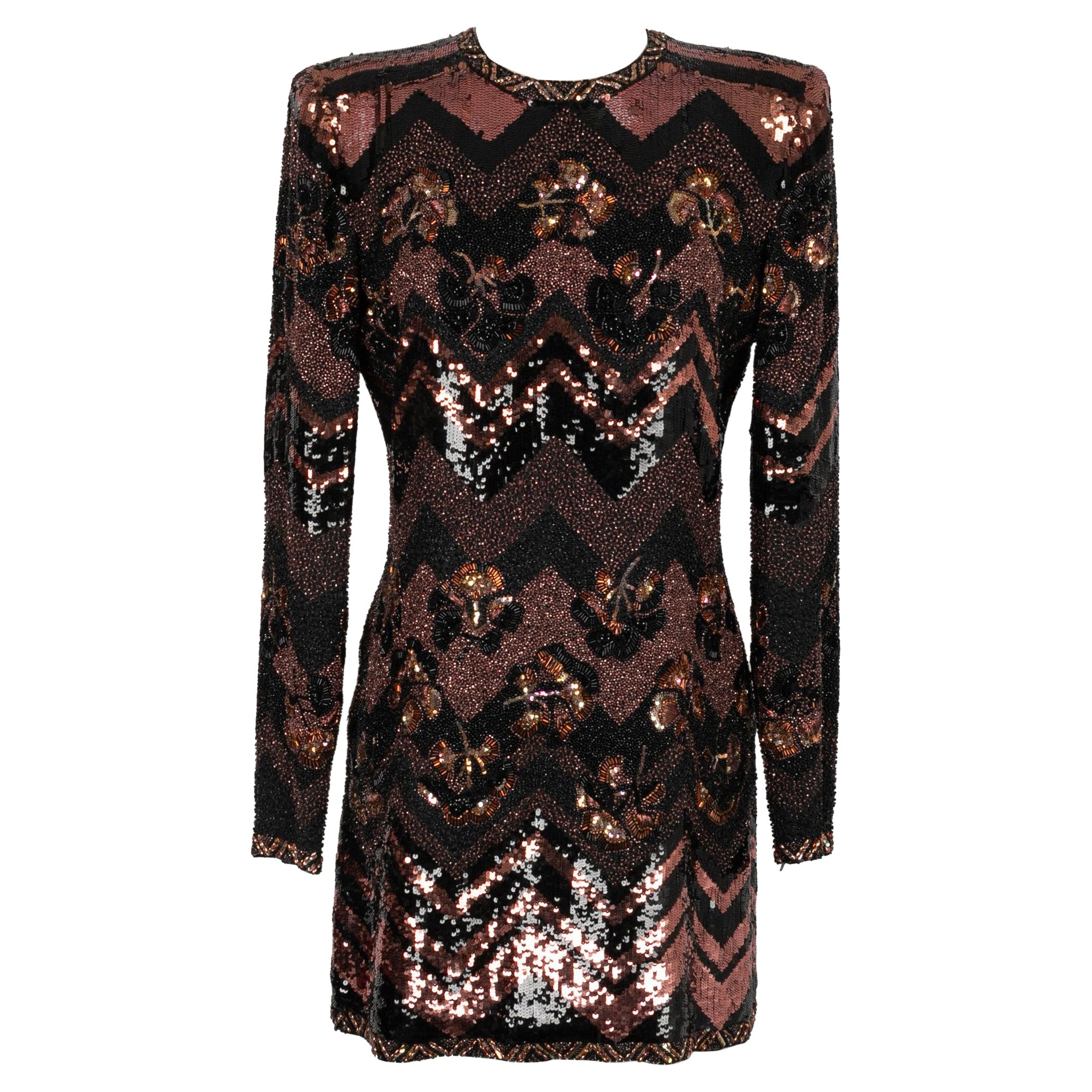 Jean-Louis Scherrer Tunic Dress Embroidered with Pearls & Sequins Haute Couture For Sale