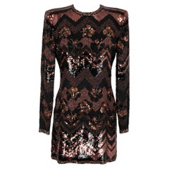Retro Jean-Louis Scherrer Tunic Dress Embroidered with Pearls & Sequins Haute Couture