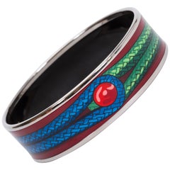 Hermès Burgundy Knot Enamel Bangle Bracelet