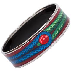 Hermès Burgundy Knot Enamel Bangle Bracelet 7