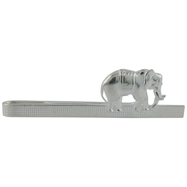 Hermes Sterling Silver Elephant Tie Clip at 1stDibs