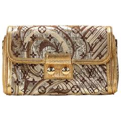 2000s Louis Vuitton Gold Monogram Brocade Thalie Clutch 11