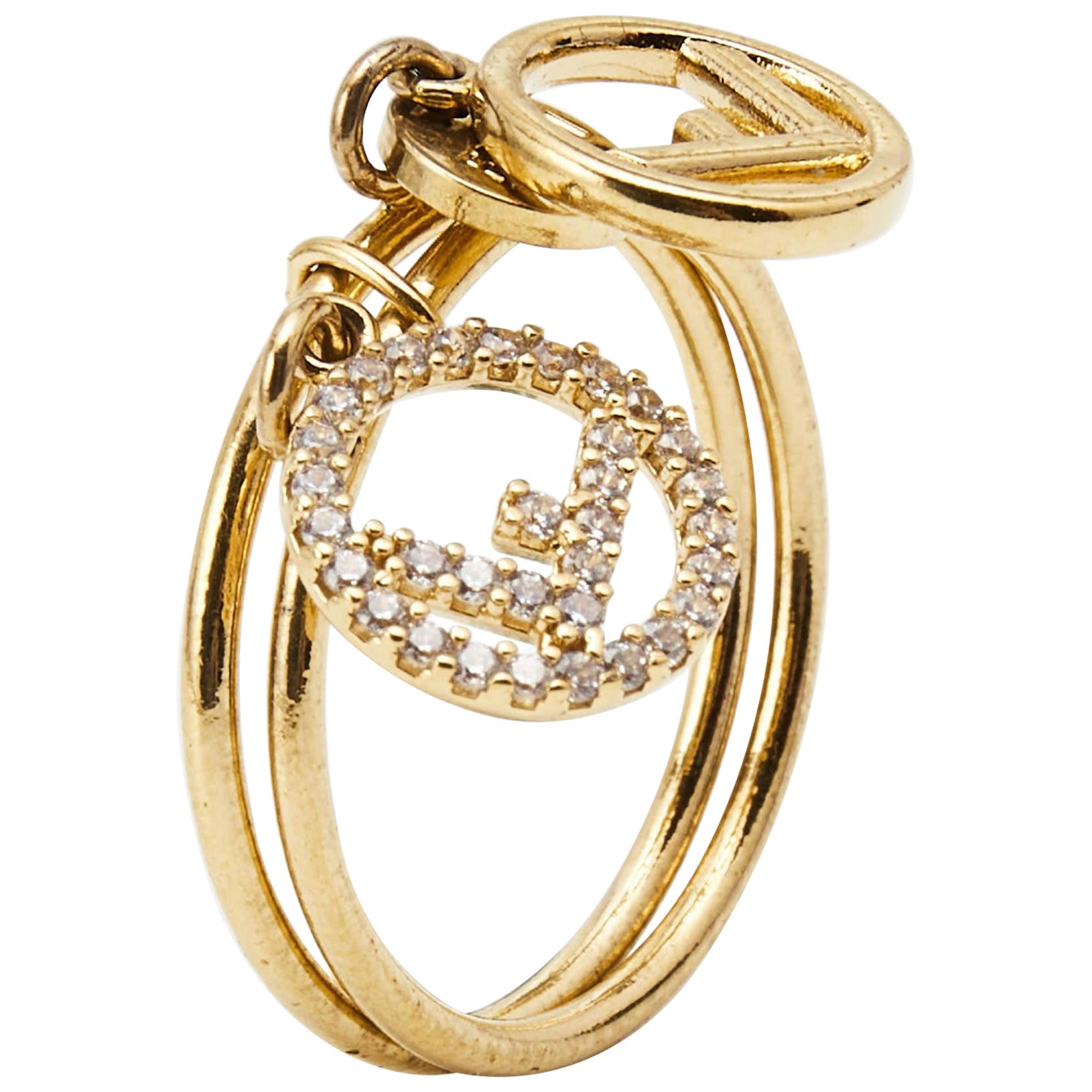 Fendi F is Fendi Double Charm Gold Tone Ring Size 58 at 1stDibs